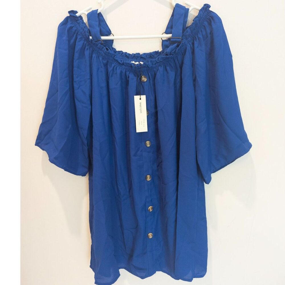 Speed Limit cobalt blue blouse‎ with straps size 3XL NWT